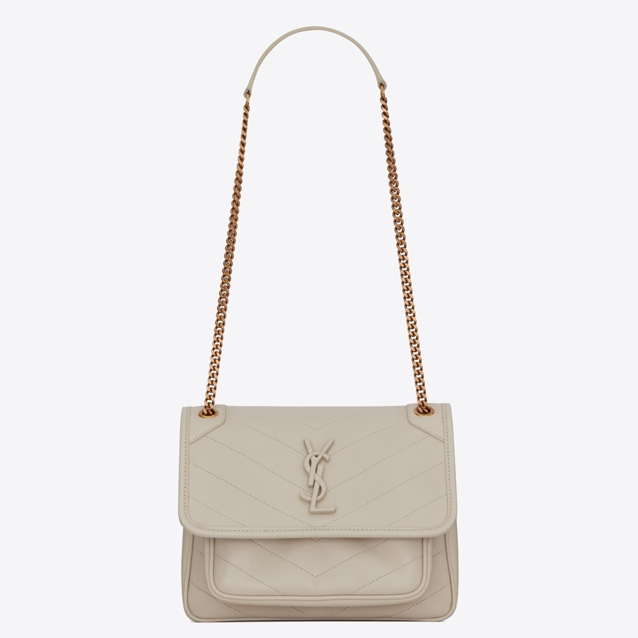 Saint Laurent Niki Baby Bag In White Lambskin 657