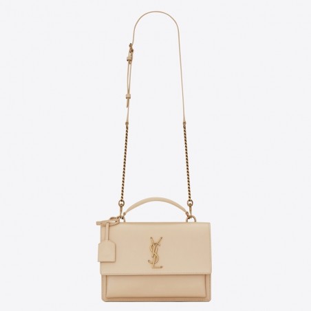 Saint Laurent New Medium Sunset Bag In Beige Calfskin 681