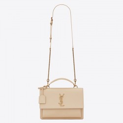 Saint Laurent New Medium Sunset Bag In Beige Calfskin 681