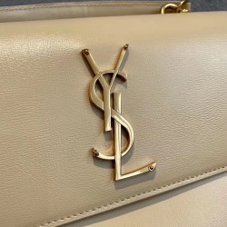 Saint Laurent New Medium Sunset Bag In Beige Calfskin 681