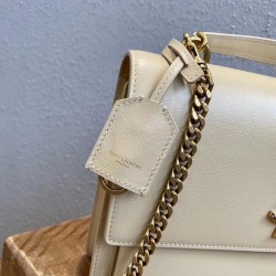 Saint Laurent New Medium Sunset Bag In Beige Calfskin 681