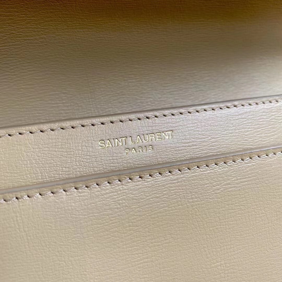 Saint Laurent New Medium Sunset Bag In Beige Calfskin 681