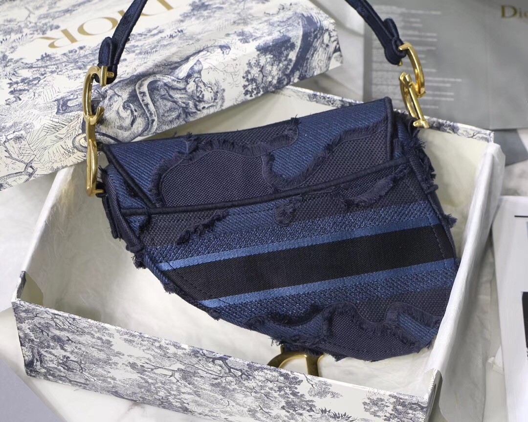 Dior Saddle Bag In Blue Camouflage Canvas 800