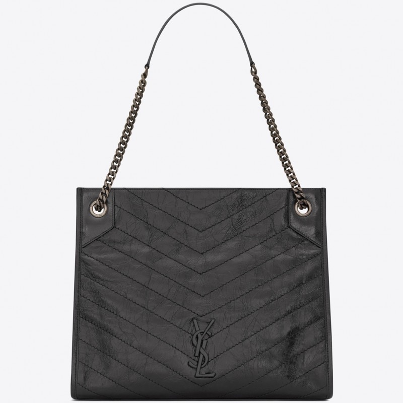 Saint Laurent Medium Niki Shopping Bag In Storm Leather  724