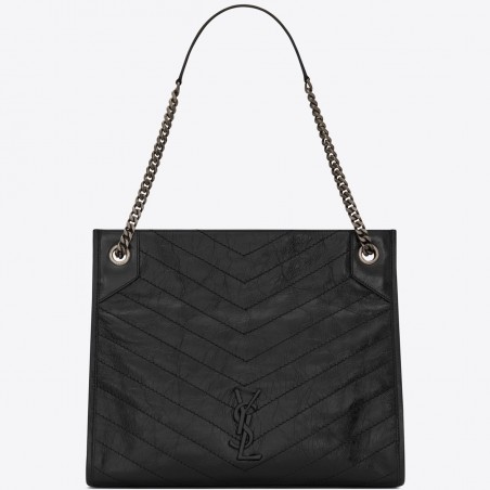 Saint Laurent Medium Niki Shopping Bag In Black Leather  753