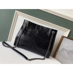 Saint Laurent Medium Niki Shopping Bag In Black Leather  753