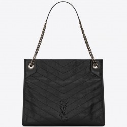 Saint Laurent Medium Niki Shopping Bag In Black Leather  753