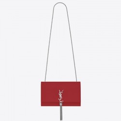 Saint Laurent Medium Kate Bag With Tassel In Red Grained Leather 996