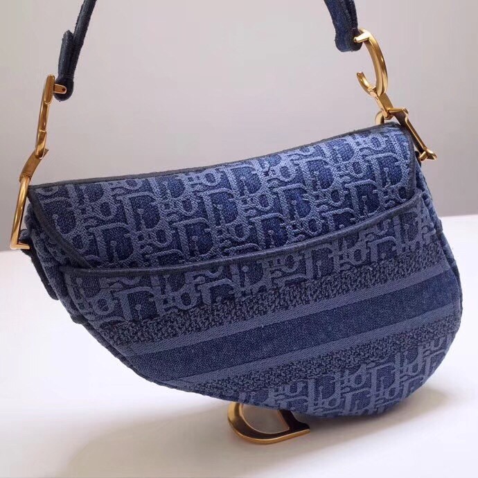 Dior Saddle Bag In Denim Blue Dior Oblique Canvas 870