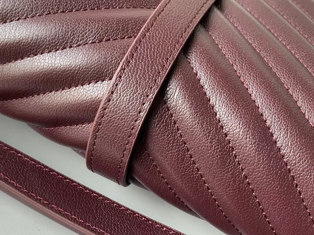 Saint Laurent College Large Bag In Bordeaux Matelasse Leather 710