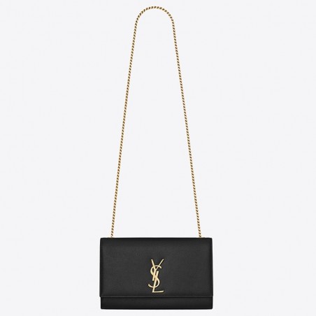 Saint Laurent Medium Kate Bag In Black Grained Leather 756