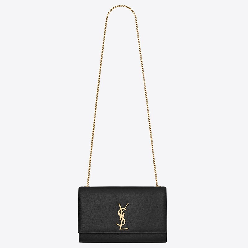 Saint Laurent Medium Kate Bag In Black Grained Leather 756