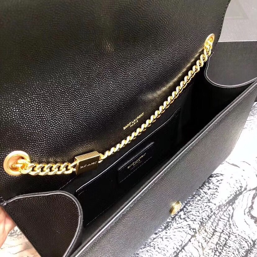 Saint Laurent Medium Kate Bag In Black Grained Leather 756