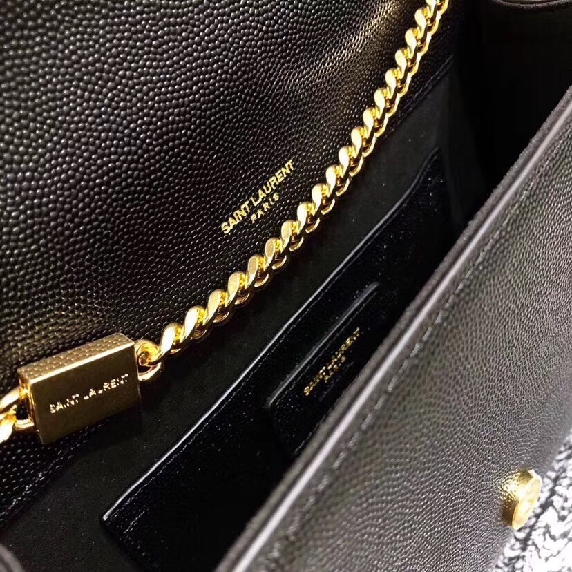 Saint Laurent Medium Kate Bag In Black Grained Leather 756