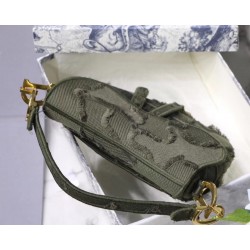 Dior Saddle Bag In Green Camouflage Canvas 162