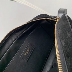 Saint Laurent Monogram All Over Camera Bag In Black Suede 771