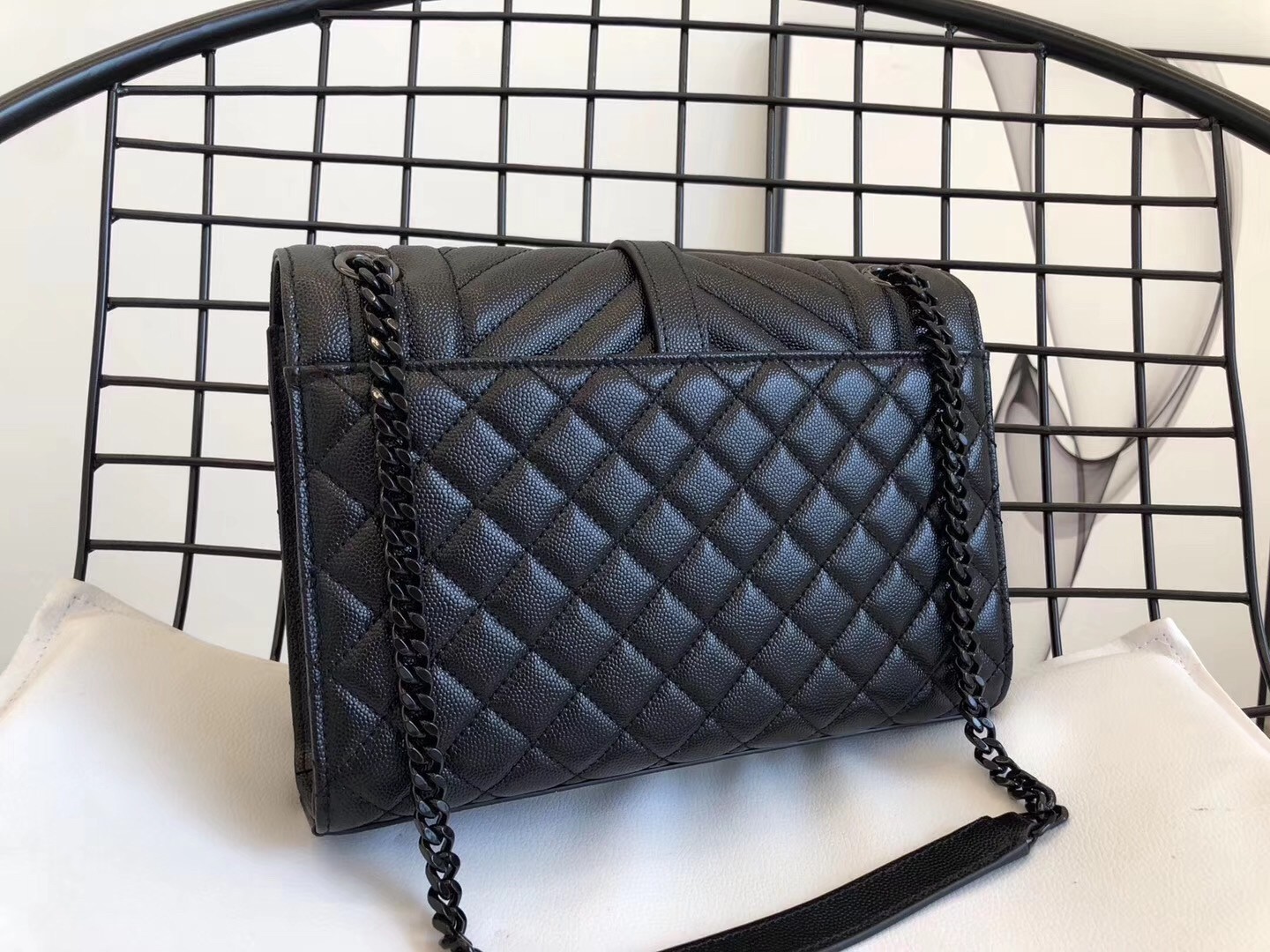 Saint Laurent Medium Envelope All Black Bag 804