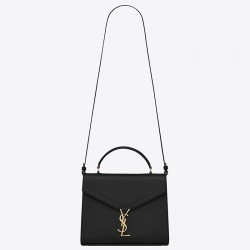 Saint Laurent Cassandra Medium Bag In Black Grained Leather 873