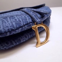 Dior Saddle Bag In Denim Blue Dior Oblique Canvas 870