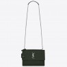 Saint Laurent Sunset Medium Bag In Green Crocodile Embossed Leather 899