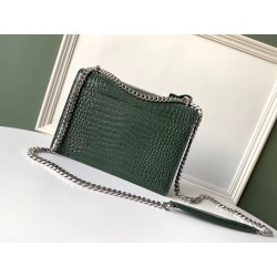 Saint Laurent Sunset Medium Bag In Green Crocodile Embossed Leather 899