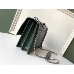 Saint Laurent Sunset Medium Bag In Green Crocodile Embossed Leather 899