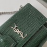 Saint Laurent Sunset Medium Bag In Green Crocodile Embossed Leather 899