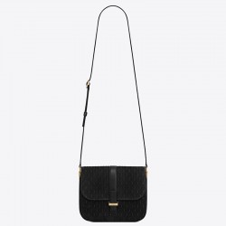 Saint Laurent Monogram All Over Small Satchel In Black Suede 958