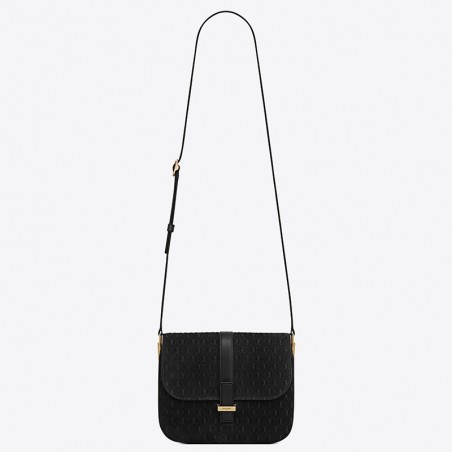 Saint Laurent Monogram All Over Small Satchel In Black Suede 958