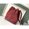 Saint Laurent Monogram All Over Bucket Bag In Bordeaux Suede 982