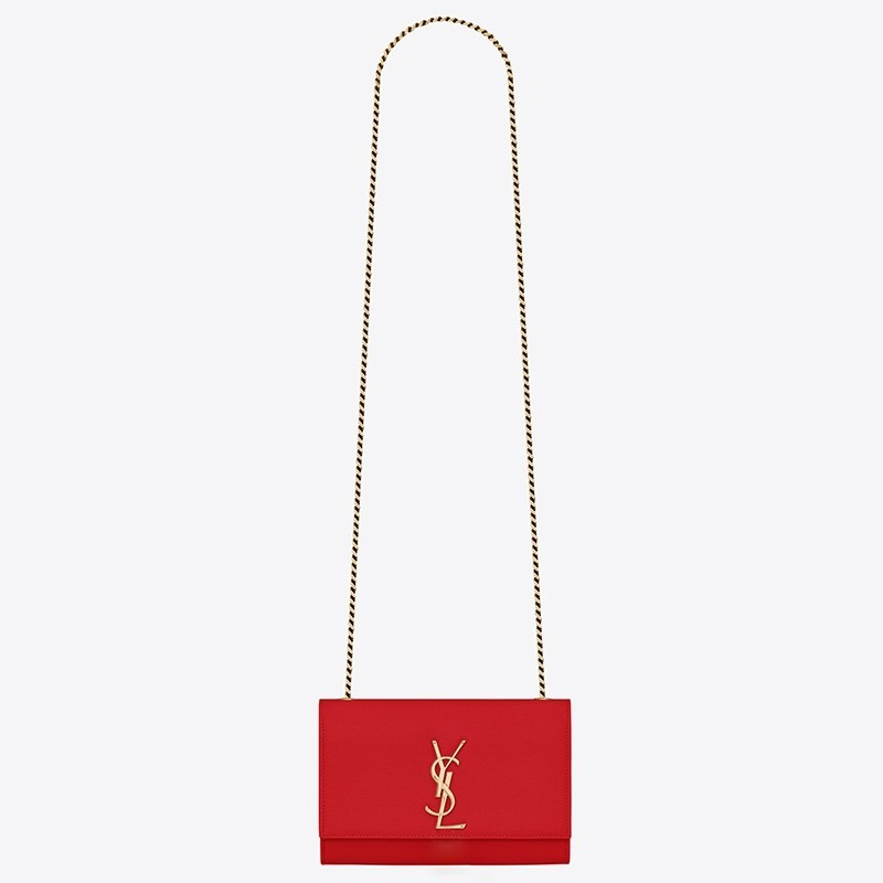 Saint Laurent Small Kate Bag In Red Grained Leather 997