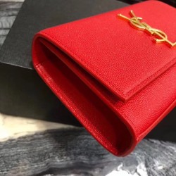 Saint Laurent Small Kate Bag In Red Grained Leather 997