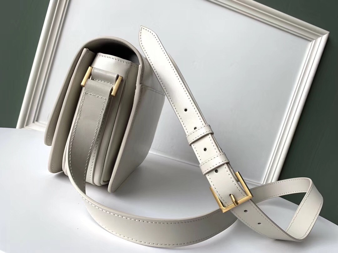 Saint Laurent LE 61 Small Saddle Bag In White Leather 055