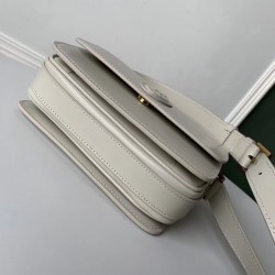 Saint Laurent LE 61 Small Saddle Bag In White Leather 055