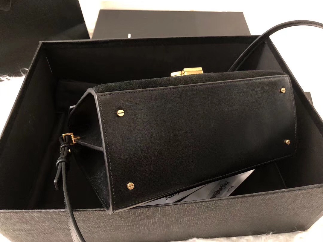 Saint Laurent Cassandra Medium Bag In Black Suede 087