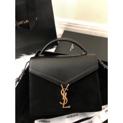 Saint Laurent Cassandra Medium Bag In Black Suede 087