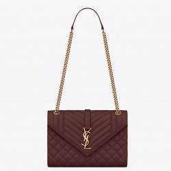 Saint Laurent Medium Envelope Bag In Bordeaux Grained Leather 131