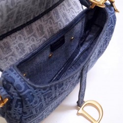 Dior Saddle Bag In Denim Blue Dior Oblique Canvas 870