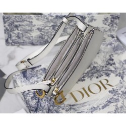 Dior Saddle Trio Pouch With Strap In White Calfskin 656