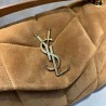 Saint Laurent Loulou Puffer Small Bag In Brown Suede Leather 443