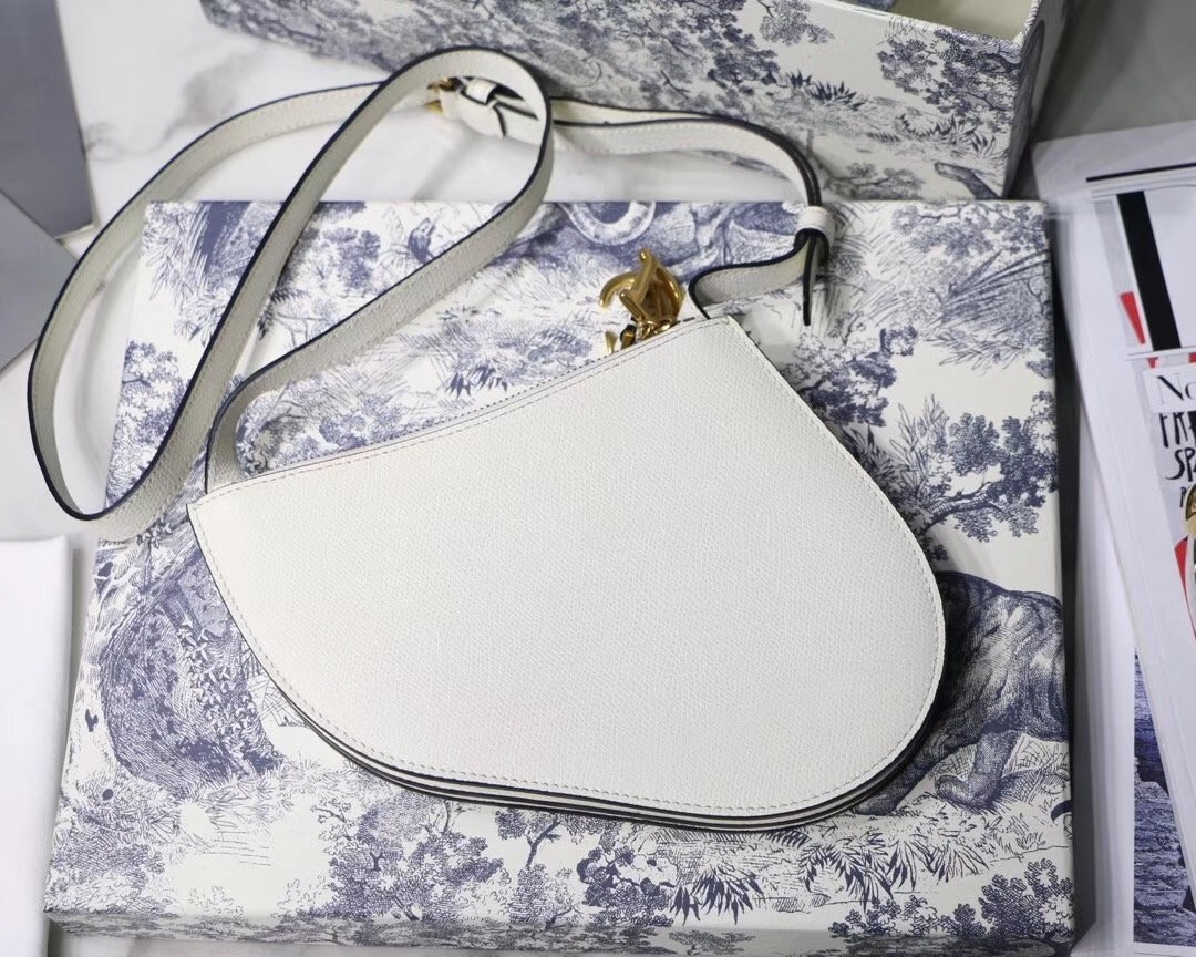 Dior Saddle Trio Pouch With Strap In White Calfskin 656