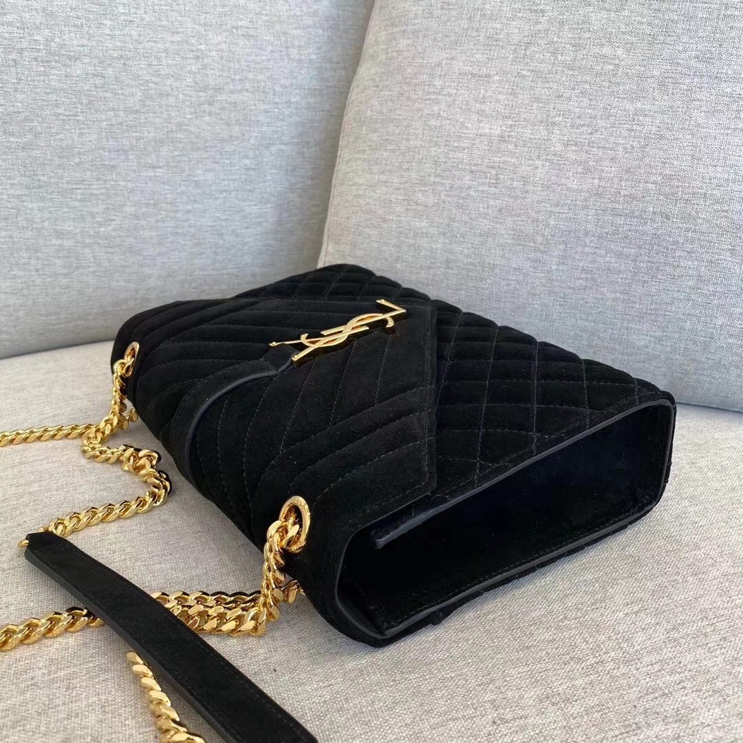 Saint Laurent Medium Envelope Bag In Black Suede 039