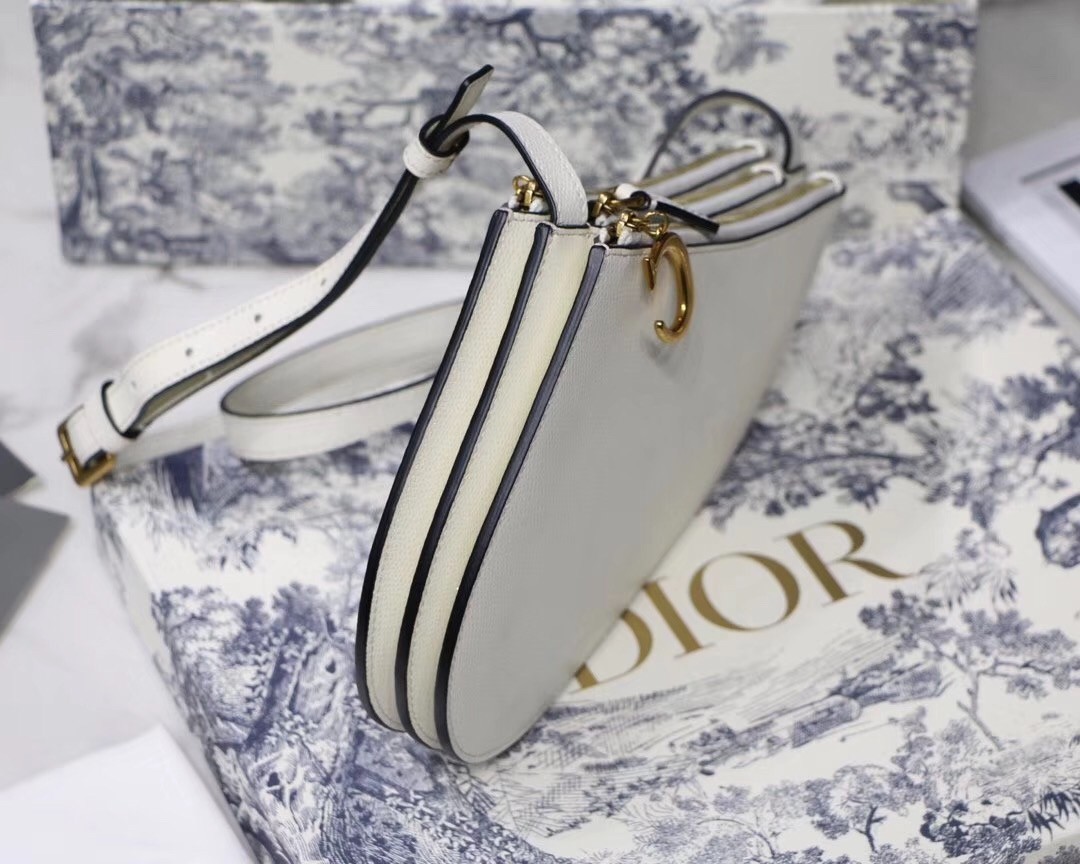 Dior Saddle Trio Pouch With Strap In White Calfskin 656