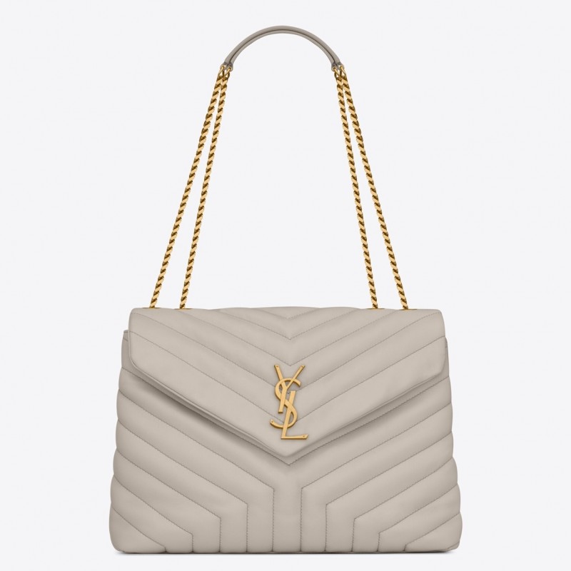 Saint Laurent Loulou Medium Bag In White Matelasse Leather 181