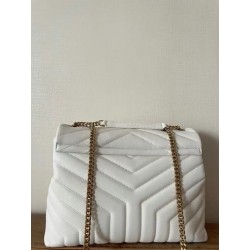 Saint Laurent Loulou Medium Bag In White Matelasse Leather 181