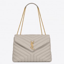 Saint Laurent Loulou Medium Bag In White Matelasse Leather 181