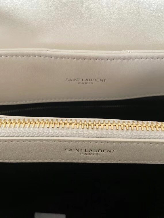 Saint Laurent Loulou Medium Bag In White Matelasse Leather 181