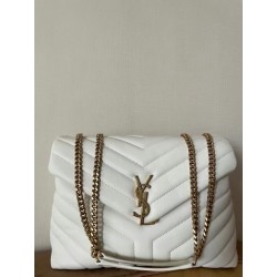 Saint Laurent Loulou Medium Bag In White Matelasse Leather 181