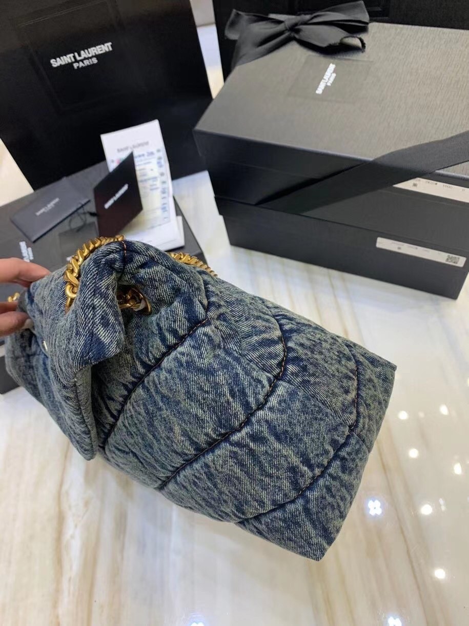 Saint Laurent Loulou Puffer Medium Bag In Vintage Denim 583