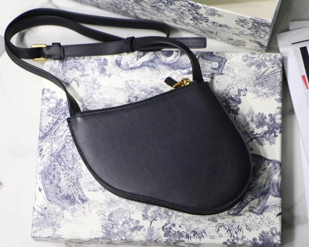 Dior Saddle Trio Pouch With Strap In Black Calfskin 676